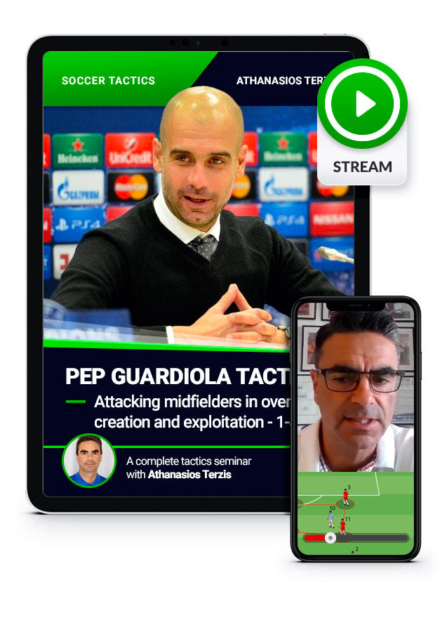 Pep Guardiola Tactics - Attacking midfielders in overload creation and exploitation - 1-4-3-3